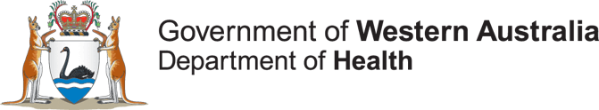 Logo of the Government of Western Australia Department of Health featuring the state crest with two kangaroos and a crown