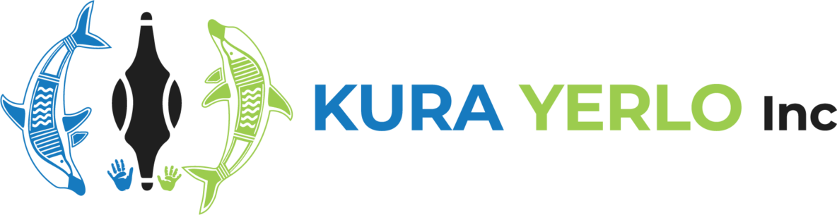KURA YERLO Inc logo with three stylized fish (blue left, black center, green right), small blue and green hands, and the blue/green text KURA YERLO Inc.