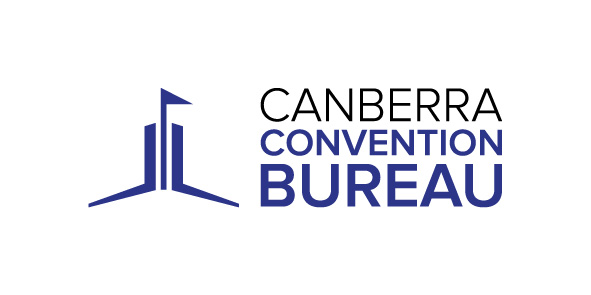 Canberra Convention Bureau logo with a blue abstract building icon to the left and the words Canberra Convention Bureau on the right.