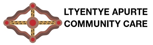 Logo showing a decorative circular cross emblem on the left and the text 'Ltyentye Apurte Community Care' on the right.